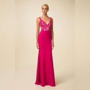 Marchesa Floral Embroidered Gown